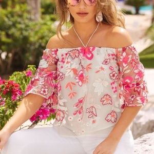 Alexia Admor Off The Shoulder Embroidered Floral L